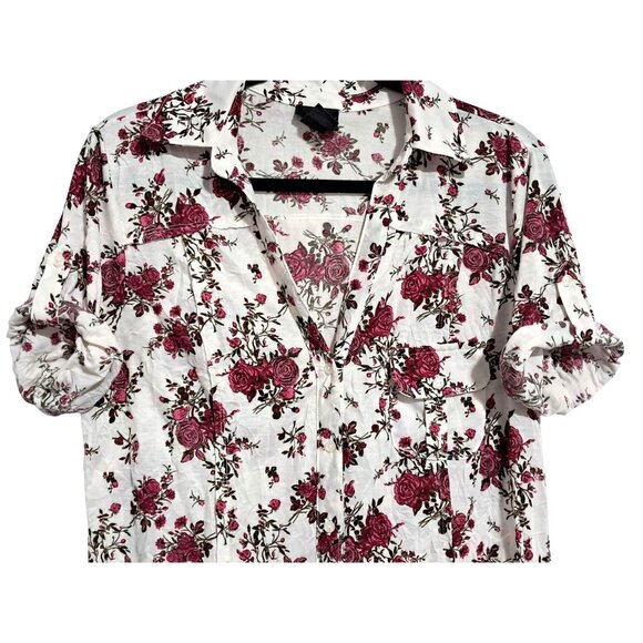 Torrid Rose Floral Button button Blouse Sz 0 Lightweight Casual Size 0 (12) - Picture 6 of 10
